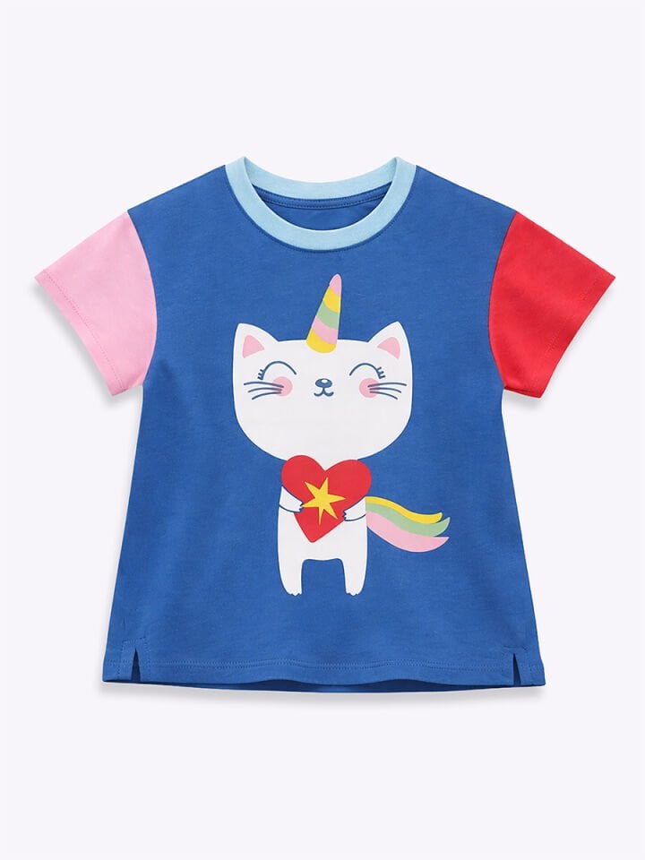 Kalpli Kedi Kız Çocuk T-shirt Tayt Takım