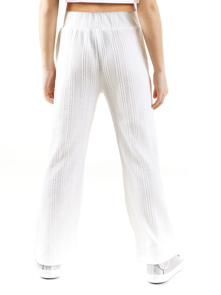 Kız Çocuk Boru Paça Ekru Basic Eşofman Altı