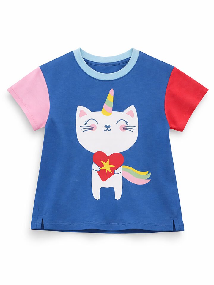 Kalpli Kedi Kız Çocuk T-shirt Tayt Takım 2Y - Mavi