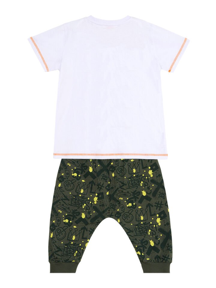 Kaykay Splash Erkek Çocuk T-shirt Kapri Takım 8 Y - Haki, Beyaz