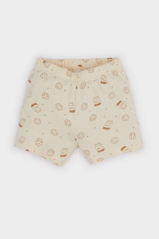 Erkek Bebek Pijama Takımı Desenli Kısa Kollu Penye Üst Beli Lastikli Şort