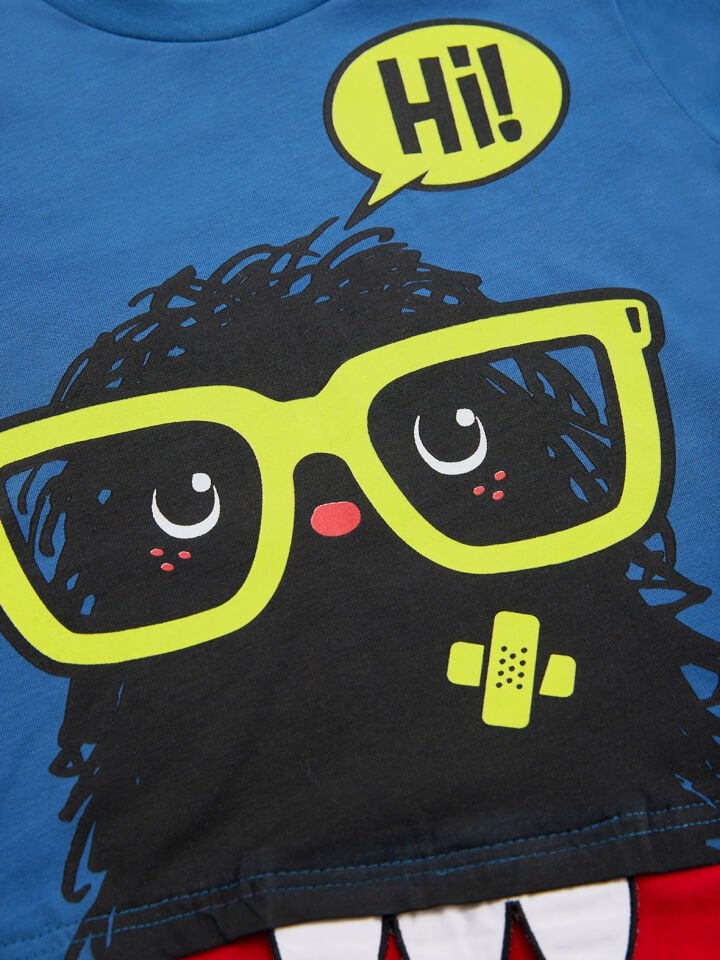 Hi Monster Erkek Çocuk T-shirt Pantolon Takım 6 Y - Lacivert, Siyah
