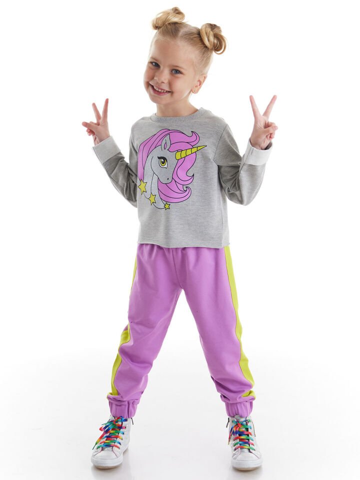 Unicorn Lila Kız Çocuk Eşofman Takım 9 Y - Gri, Lila