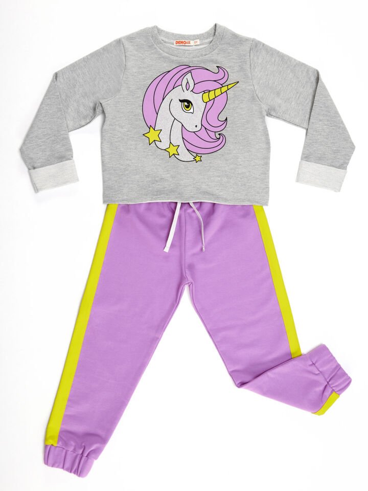 Unicorn Lila Kız Çocuk Eşofman Takım 9 Y - Gri, Lila