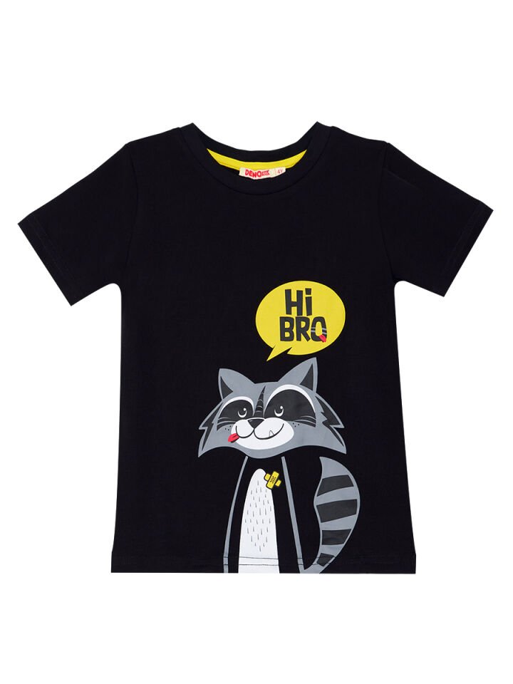 Rakun Erkek Çocuk T-shirt Şort Takım 4 Y - Siyah, Gri