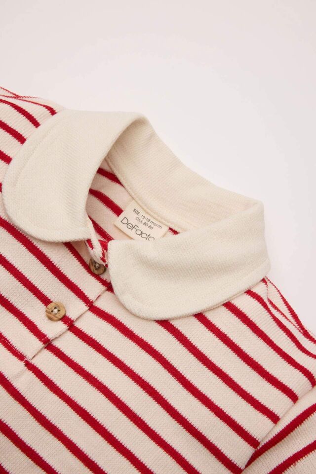 Kız Bebek Bebe Yaka Çizgili Sweatshirt
