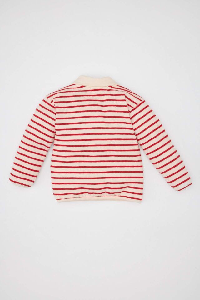 Kız Bebek Bebe Yaka Çizgili Sweatshirt