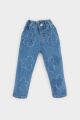 Kız Bebek Paperbag Çiçekli Jean Pantolon