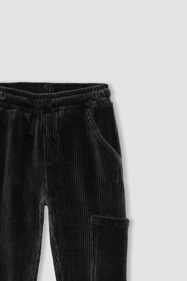 Erkek Çocuk Kargo Fit Standart Paça Fitilli Kadife Pantolon