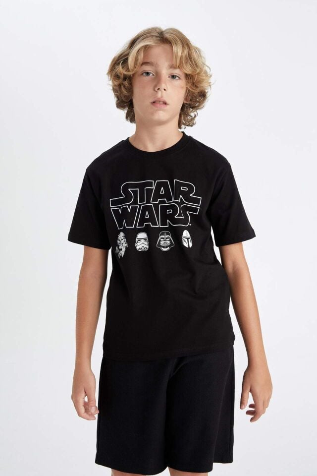 Erkek Çocuk Star Wars Bisiklet Yaka Kısa Kollu Tişört