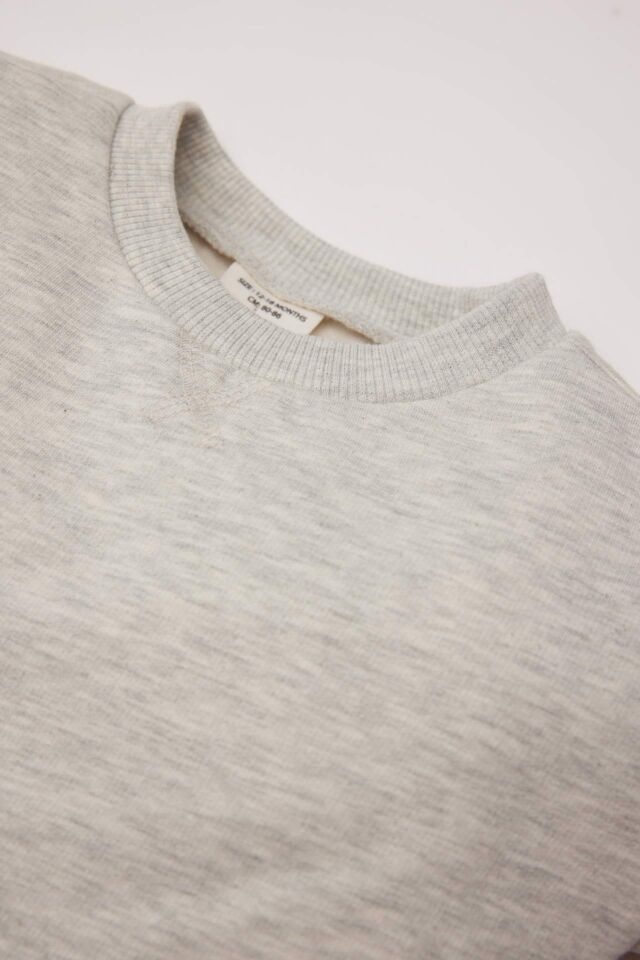 Erkek Bebek Bisiklet Yaka İçi Yumuşak Tüylü Basic Düz Sweatshirt