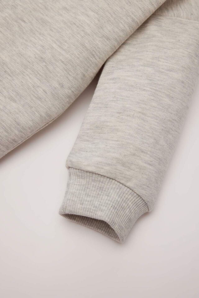Erkek Bebek Bisiklet Yaka İçi Yumuşak Tüylü Basic Düz Sweatshirt