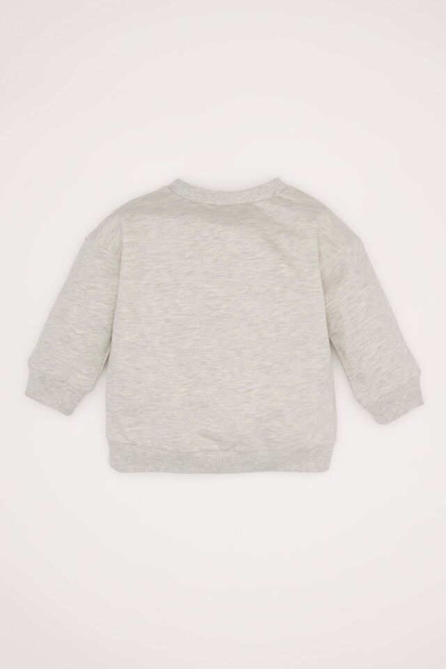Erkek Bebek Bisiklet Yaka İçi Yumuşak Tüylü Basic Düz Sweatshirt