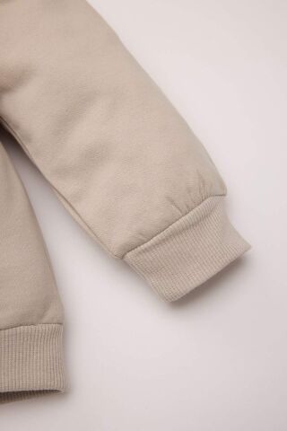 Erkek Bebek Bisiklet Yaka Sırt Baskılı İçi Yumuşak Tüylü Sweatshirt