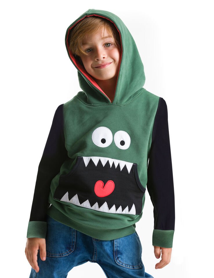 Obur Kapişonlu Erkek Çocuk Sweatshirt 8 Y - Yeşil