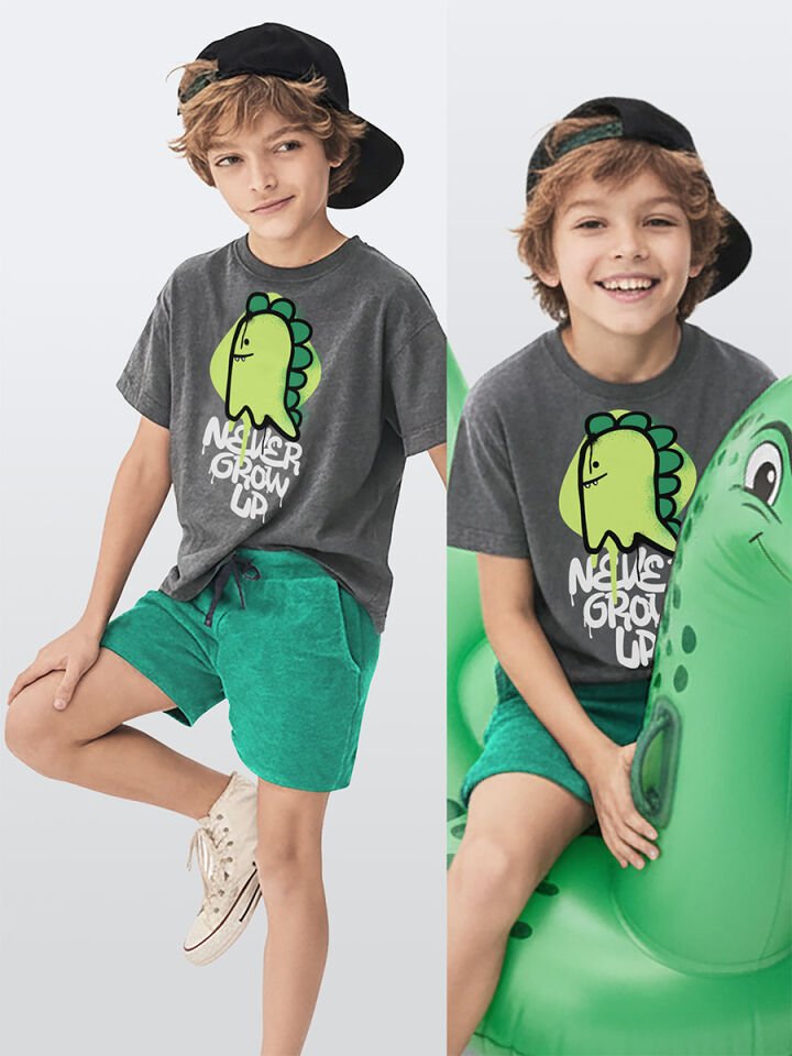 Dino Spray Erkek Çocuk T-shirt Şort Takım 7Y - Yeşil