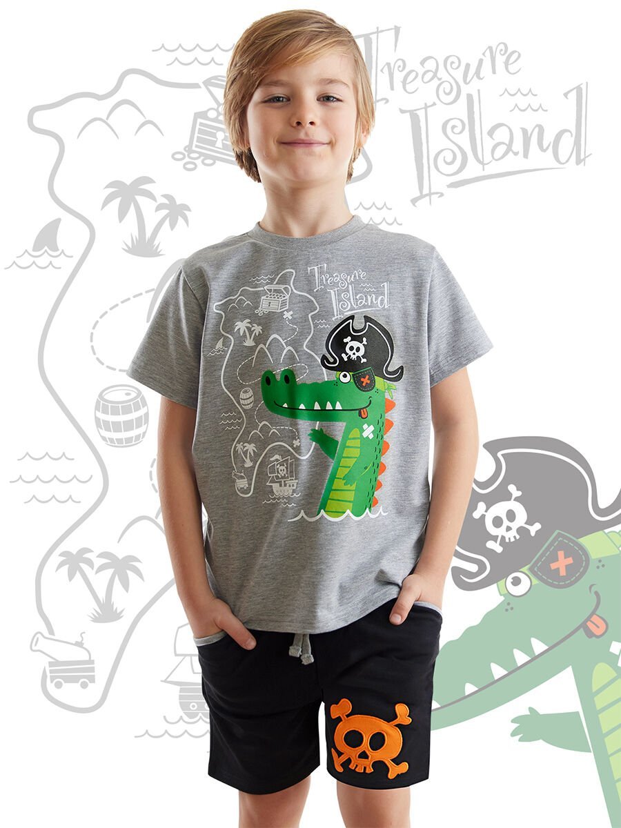 Korsan Timsah Erkek Çocuk T-shirt Şort Takım