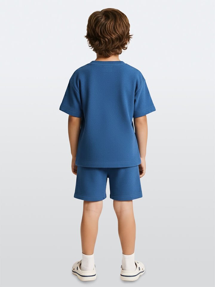 Çapa Erkek Çocuk Mavi Havlu Şort T-shirt Takım