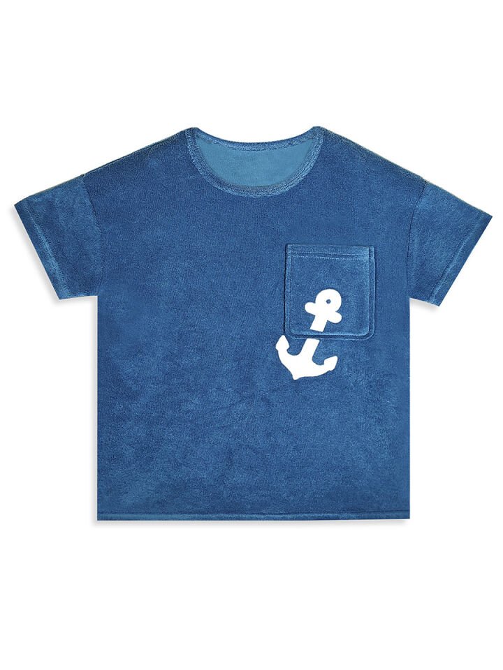 Çapa Erkek Çocuk Mavi Havlu Şort T-shirt Takım