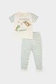 Erkek Bebek Pijama Takımı Baskılı Kısa Kollu Penye Üst Çizgili Uzun Alt
