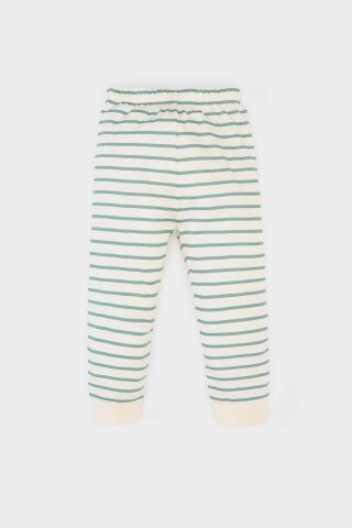 Erkek Bebek Pijama Takımı Baskılı Kısa Kollu Penye Üst Çizgili Uzun Alt