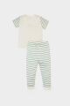 Erkek Bebek Pijama Takımı Baskılı Kısa Kollu Penye Üst Çizgili Uzun Alt