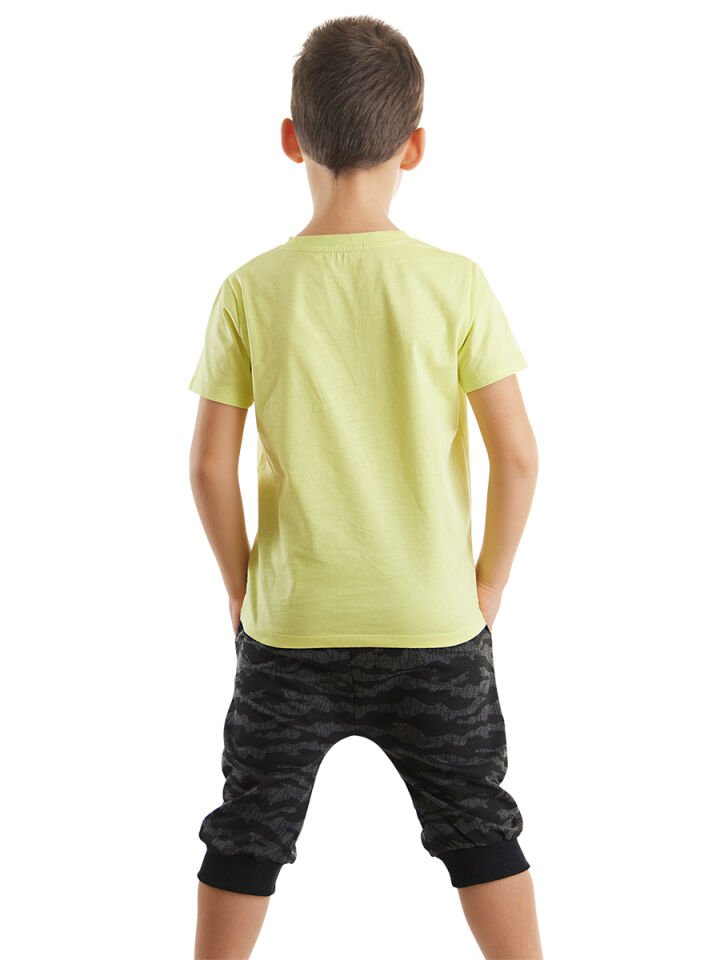 Sharks Erkek Çocuk T-shirt Kapri Şort Takım 4 Y - Sarı, Siyah