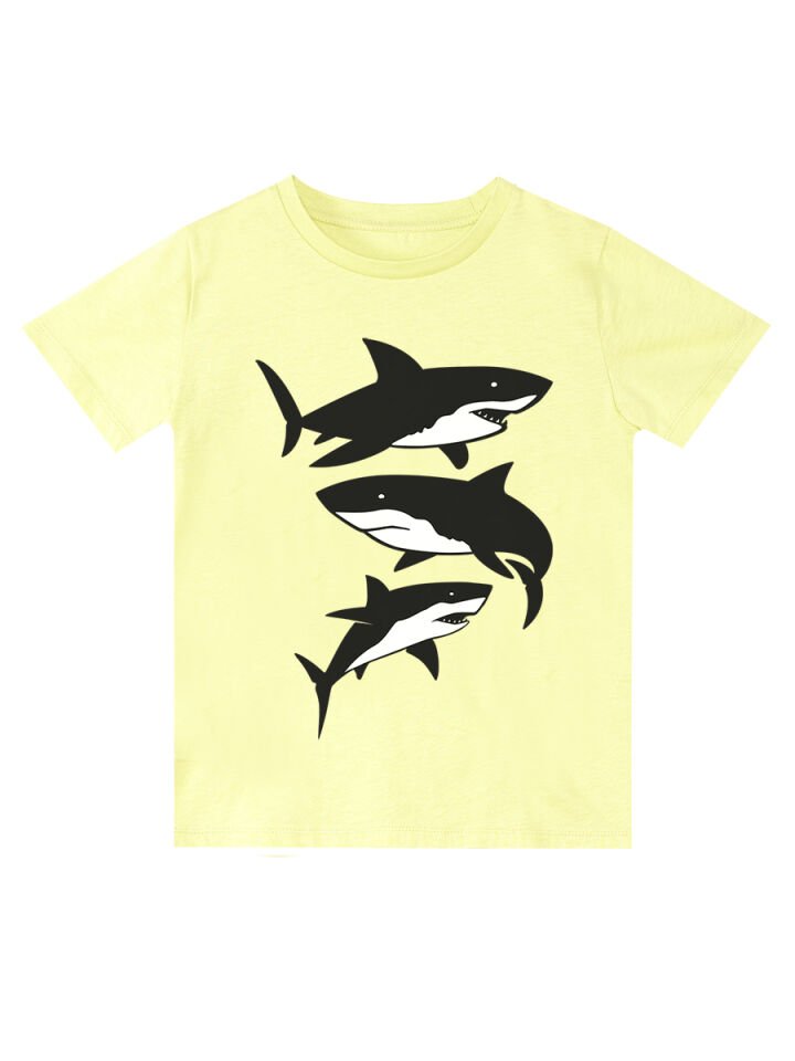 Sharks Erkek Çocuk T-shirt Kapri Şort Takım 4 Y - Sarı, Siyah