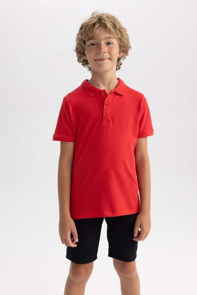 Erkek Çocuk Pike Kısa Kollu Basic Düz Polo Tişört