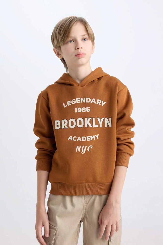 Erkek Çocuk Kapüşonlu Baskılı Sweatshirt