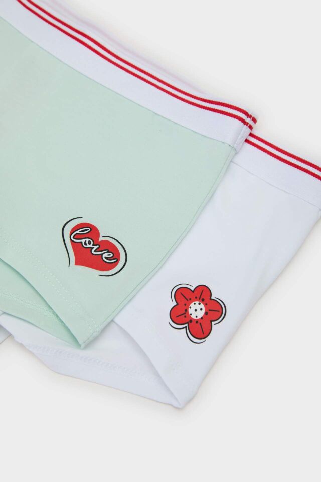Kız Çocuk Çiçekli 2'li Boxer