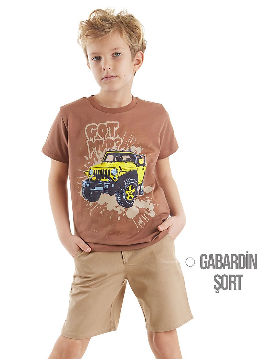 Jeep Mood Erkek Çocuk T-shirt Gabardin Şort Takım