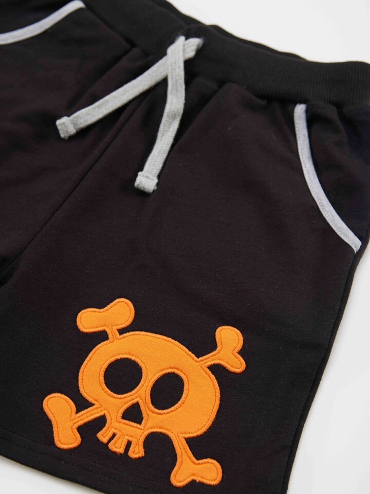 Korsan Timsah Erkek Çocuk T-shirt Şort Takım 7 Y - Gri, Siyah