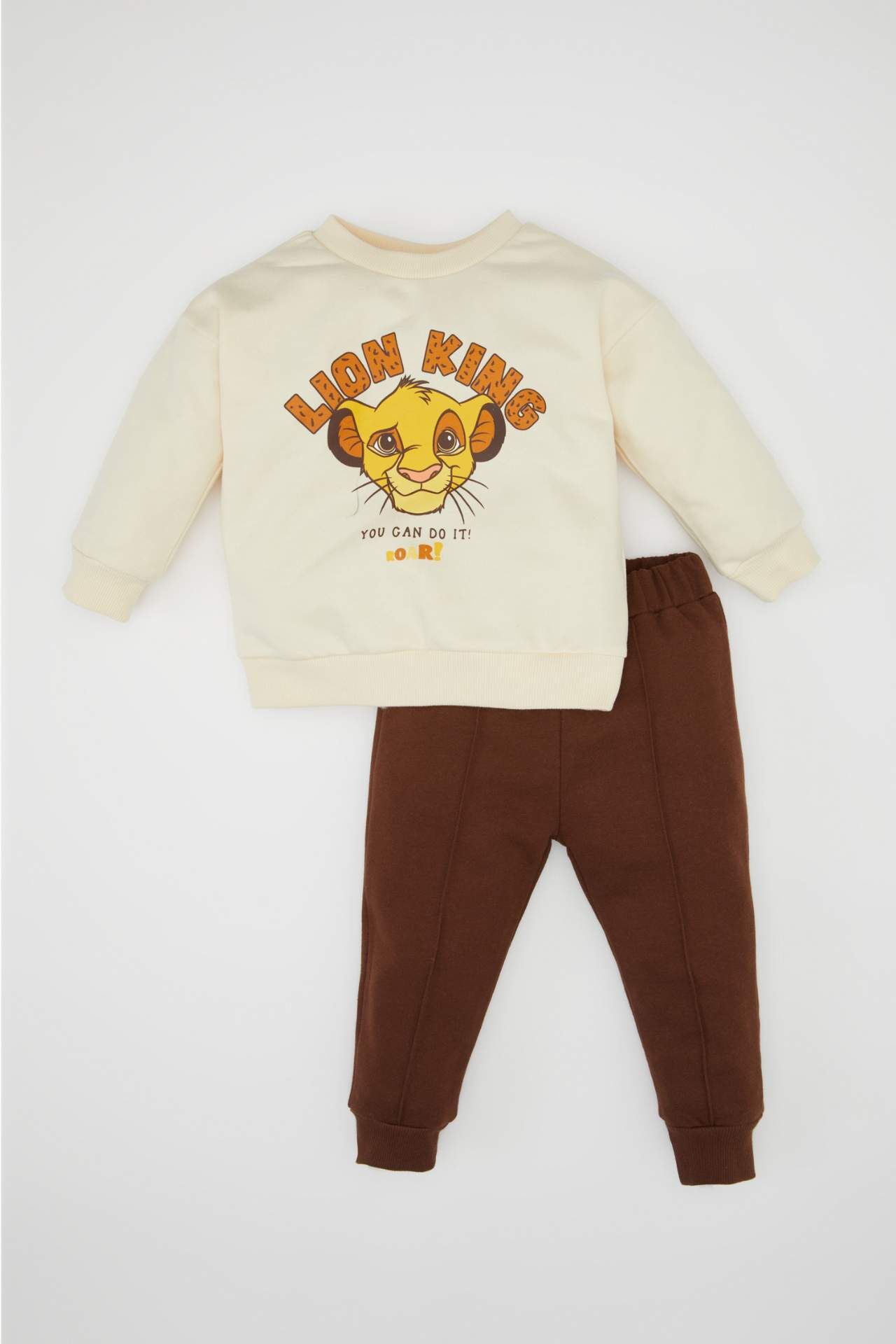 Erkek Bebek 2'li Takım Disney Lion King Bisiklet Yaka Sweatshirt Üst Beli Lastikli Jogger Eşofman Altı