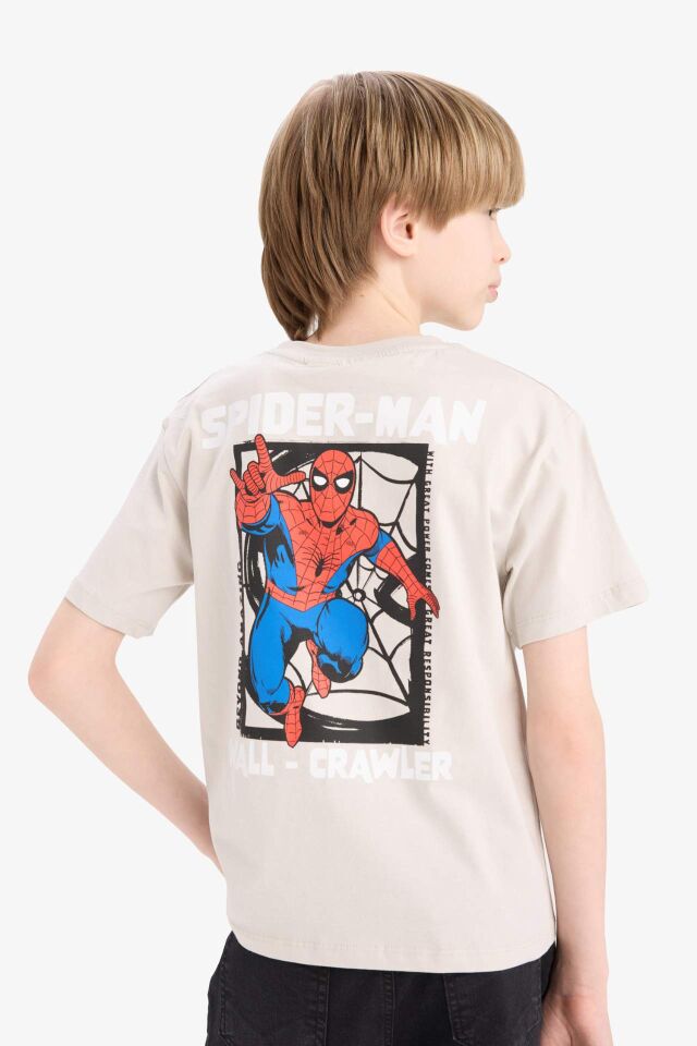 Erkek Çocuk Marvel Spiderman Bisiklet Yaka Kısa Kollu Tişört