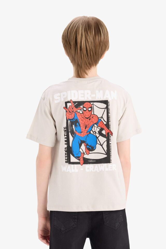 Erkek Çocuk Marvel Spiderman Bisiklet Yaka Kısa Kollu Tişört