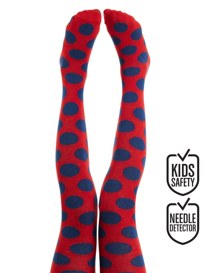 Puanlı Kız Çocuk Kırmızı Külotlu Çorap