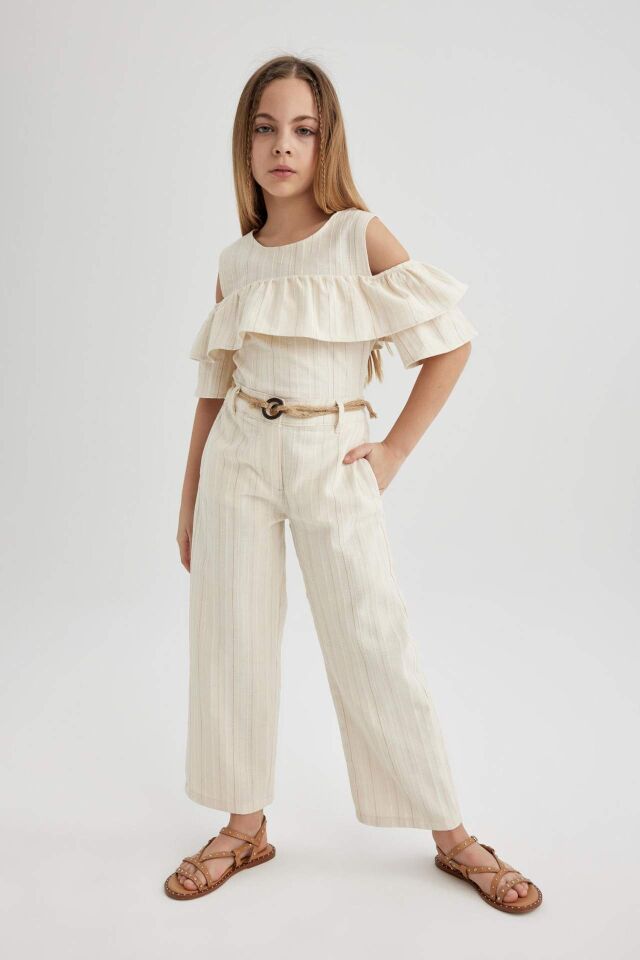 Kız Çocuk Wide Leg Geniş Paça Pamuklu Pantolon