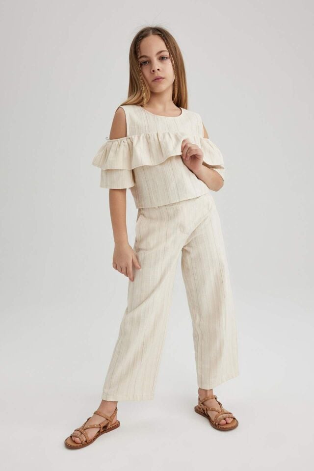 Kız Çocuk Wide Leg Geniş Paça Pamuklu Pantolon