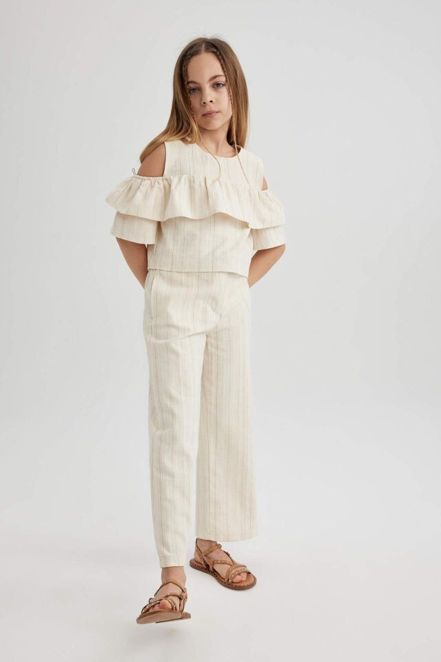 Kız Çocuk Wide Leg Geniş Paça Pamuklu Pantolon