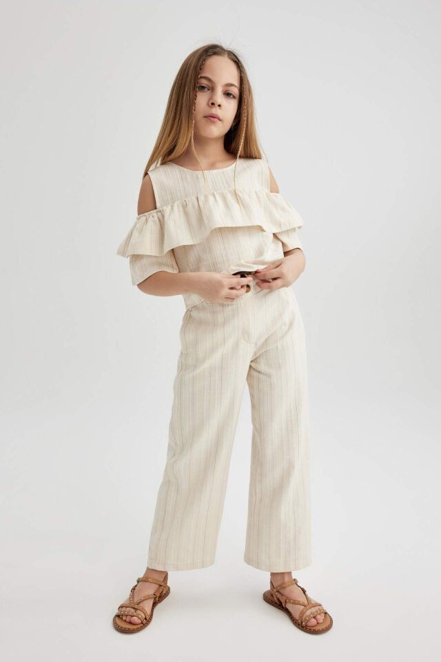 Kız Çocuk Wide Leg Geniş Paça Pamuklu Pantolon