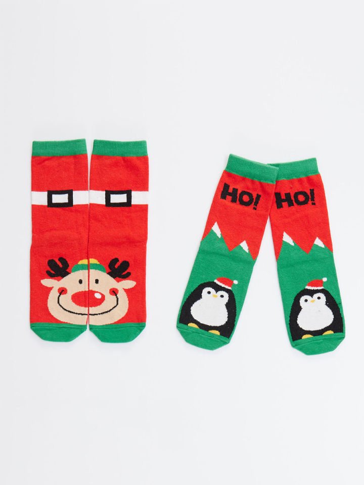 Geyik&Penguen Unisex Çocuk 2li Çorap Takım