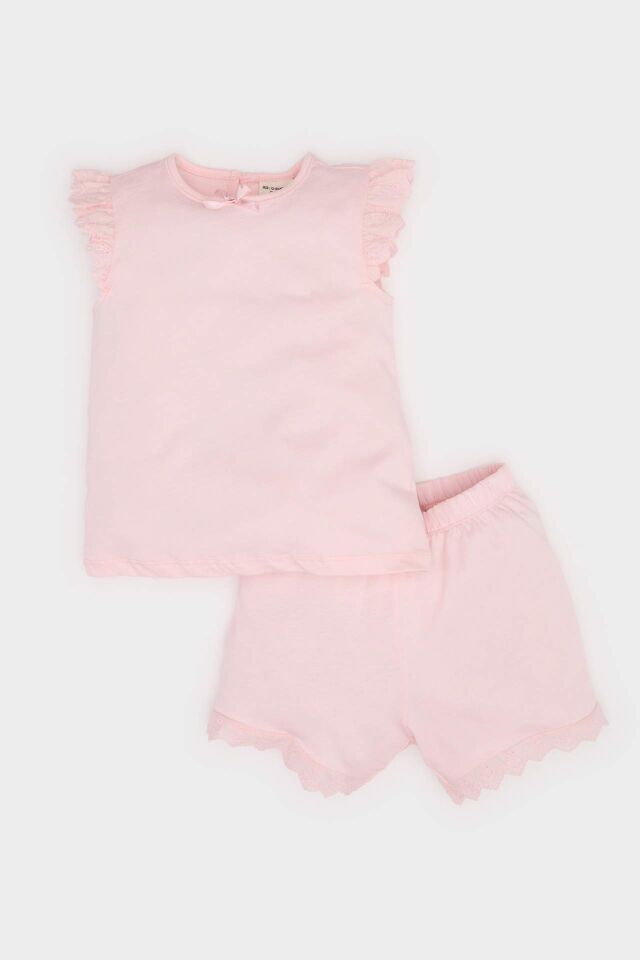 Kız Bebek Pijama Takımı Kısa Kollu Penye Üst Beli Lastikli Şort