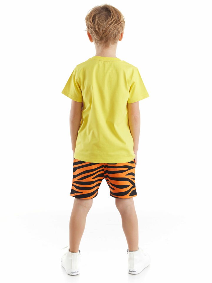 Wild One Erkek Çocuk T-shirt Şort Takım 4 Y - Sarı, Turuncu, Siyah