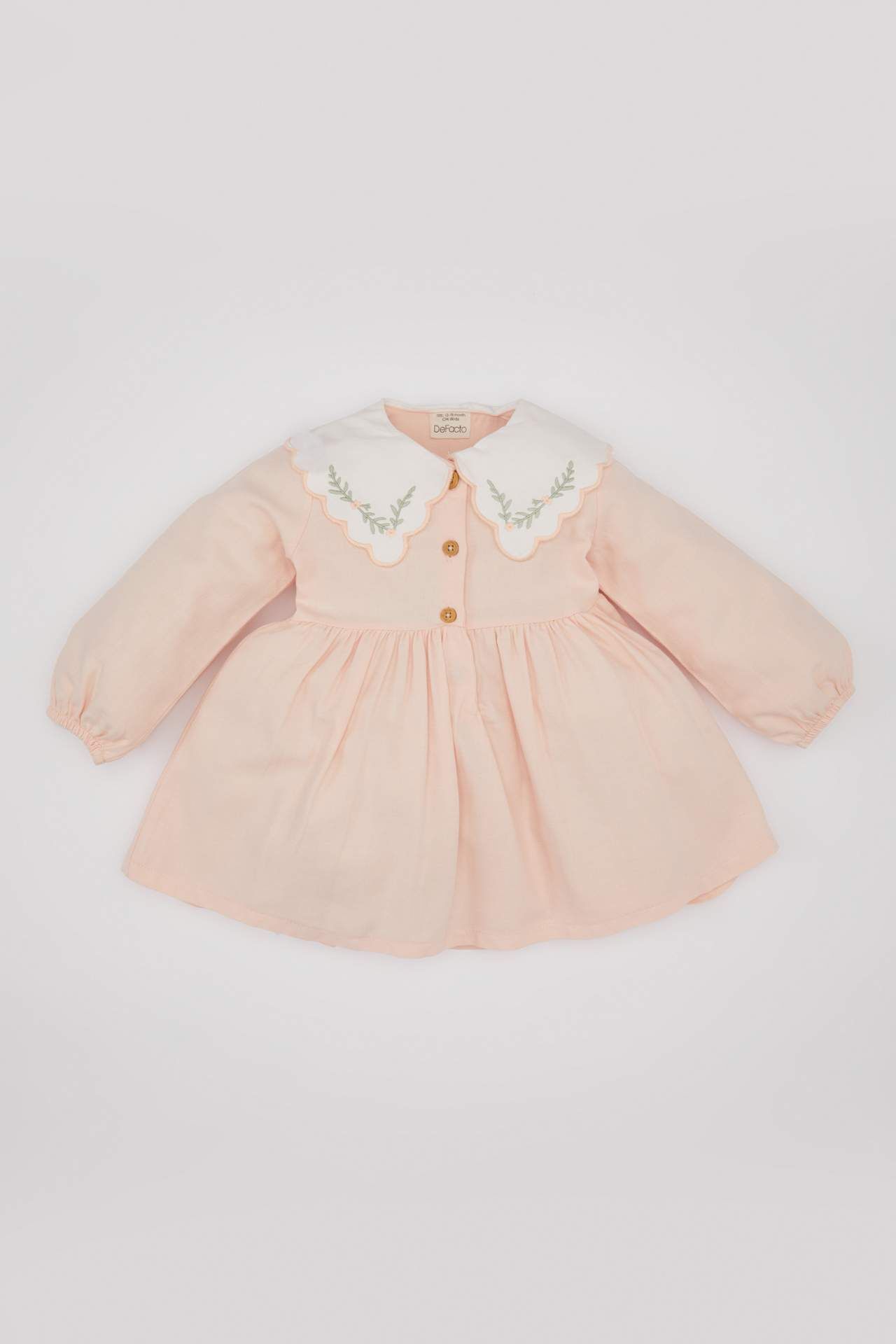 Kız Bebek Uzun Kollu Twill Elbise