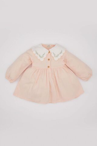 Kız Bebek Uzun Kollu Twill Elbise