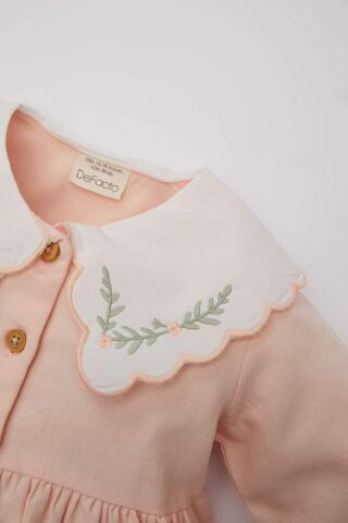 Kız Bebek Uzun Kollu Twill Elbise
