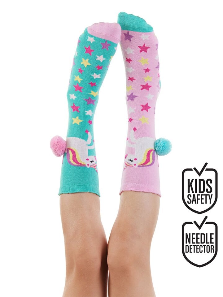 Unicorn Star Kız Çocuk Pembe Yeşil Dizaltı Çorap
