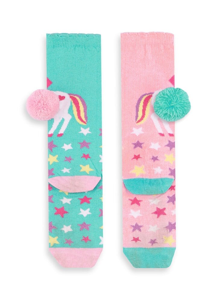 Unicorn Star Kız Çocuk Pembe Yeşil Dizaltı Çorap