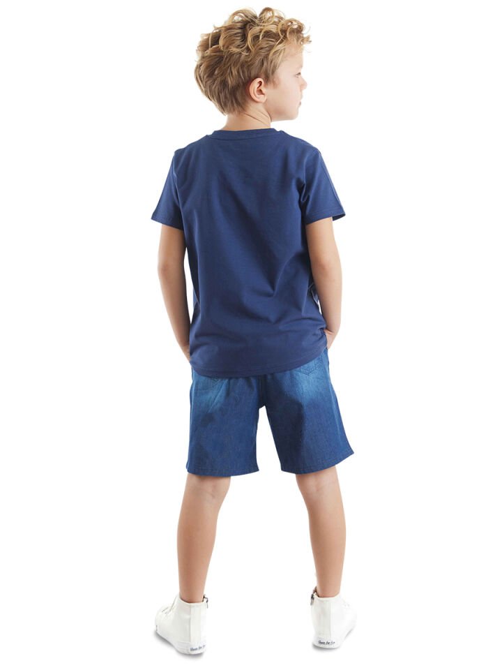 Space Erkek Çocuk T-shirt Denim Şort Takım
